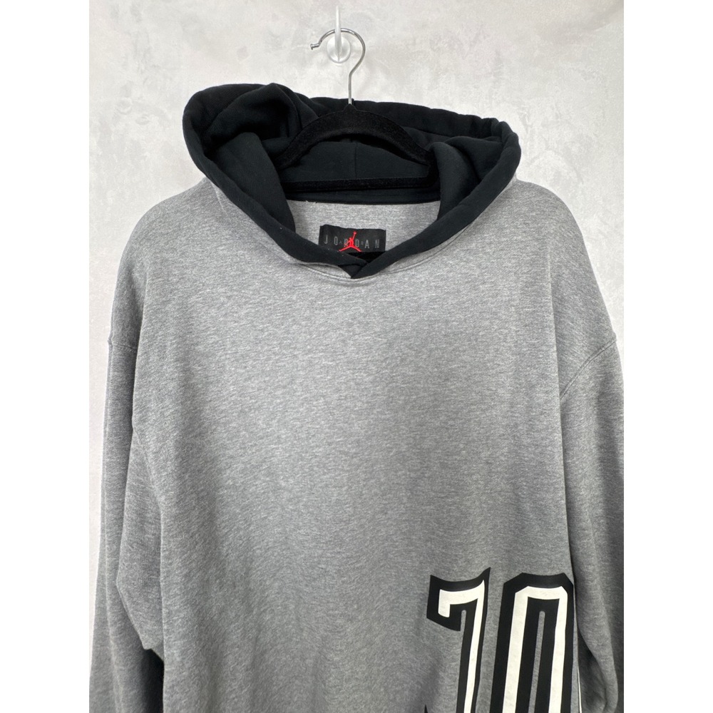 Jordan‎ DNA Wrap Around Logo Pullover L Hoodie Gray Black Spellout Jump Man Goat - Picture 6 of 10